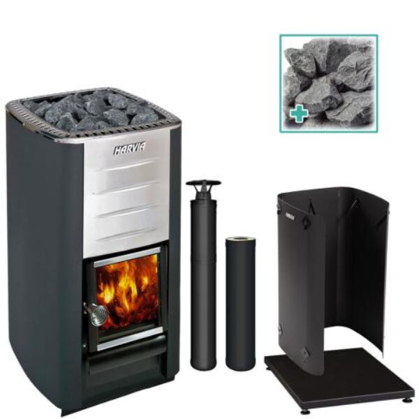 Harvia M3 Wood-Burning Stove Kit - Black