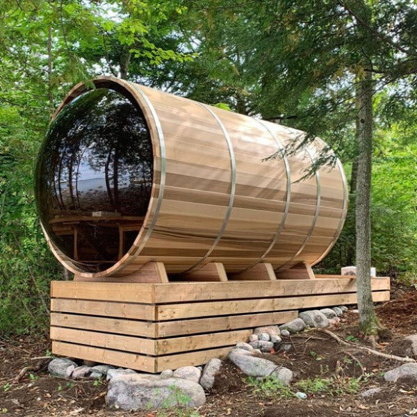 Dundalk LeisureCraft Clear Cedar Panoramic View 6 Person Barrel Sauna