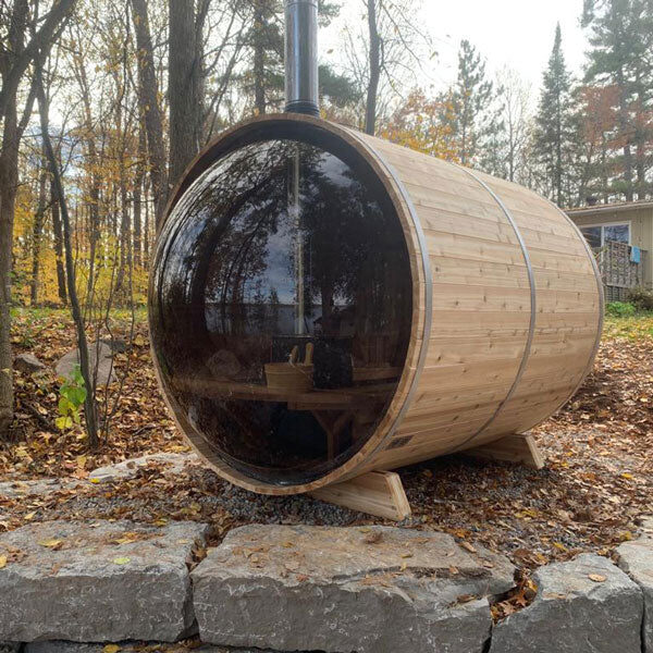 Dundalk LeisureCraft Panoramic View Knotty Cedar Barrel Sauna