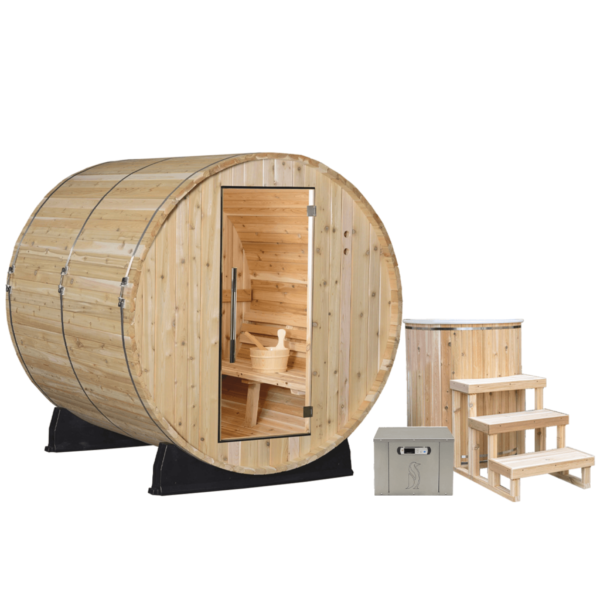 Almost Heaven Pinnacle 4 Person Outdoor Barrel Sauna Detox Package