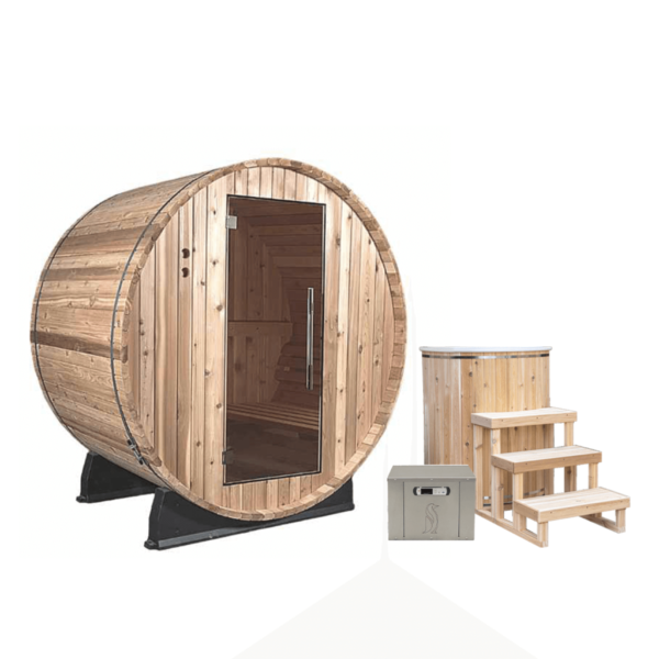 Almost Heaven Salem 2 Person Outdoor Barrel Sauna Detox Package