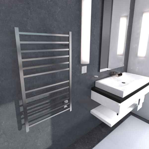 Amba Radiant Square Hardwired + Plug-in Combo Heated Towel Rack