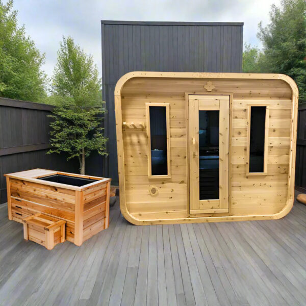 True North Canadian Made Quattro 4-5 Person Outdoor Traditional Cedar Cube Sauna