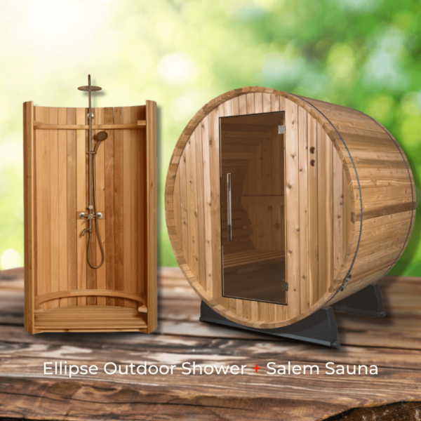 Almost Heaven Salem 2 Person Barrel Sauna &  Almost Heaven Ellipse Outdoor Shower