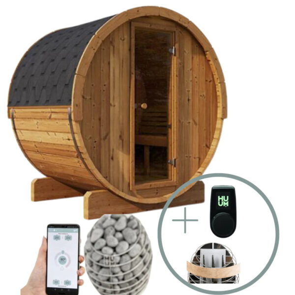 Forever Saunas Thermally Treated 2-Person Sauna with HUUM DROP SAUNA HEATER - READY TO SHIP!