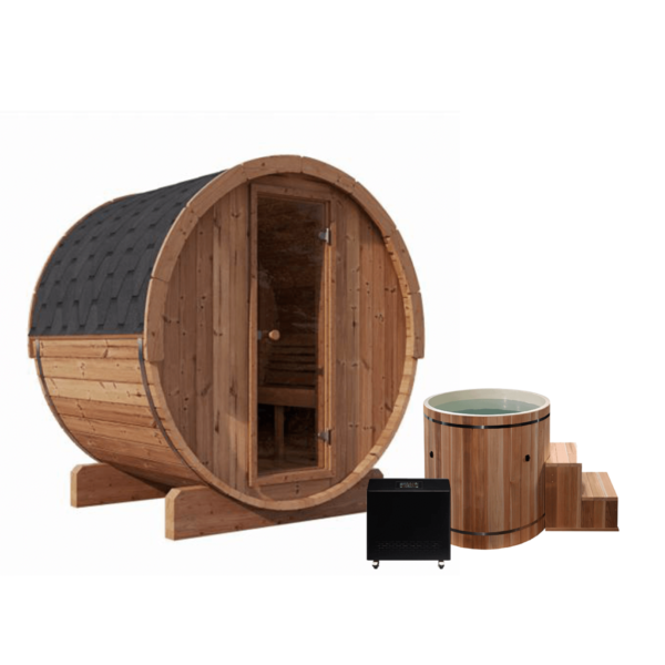 Forever Saunas 4 person Thermally Treated Outdoor Barrel Sauna Detox Package