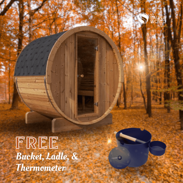 Forever Saunas Thermally Treated 4-Person Barrel Sauna with HUUM Drop 7.5 Sauna Heater - Ready to Ship!