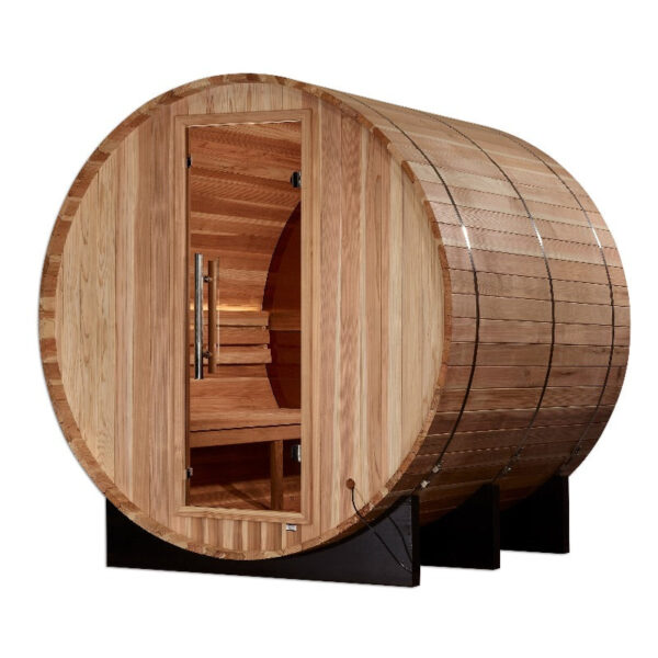 Golden Designs Zurich 4 Person with Bronze Privacy View Traditional Barrel Sauna