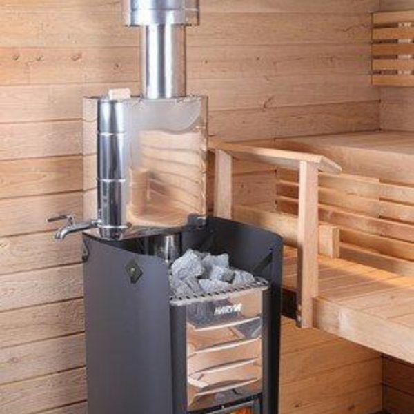 Harvia Wood Sauna Stove Pipe Mounted Water Heater