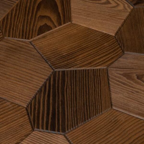 EmotionWood Hexagon Thermo-Ash Brushed Decorative Sauna Wall Panel, 16.14"x16.14"