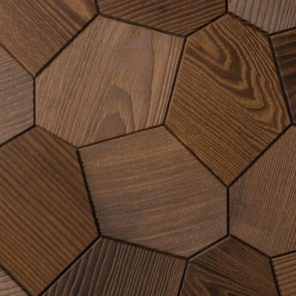 EmotionWood Hexagon Thermo-Ash Brushed Decorative Sauna Wall Panel, 16.14"x16.14"