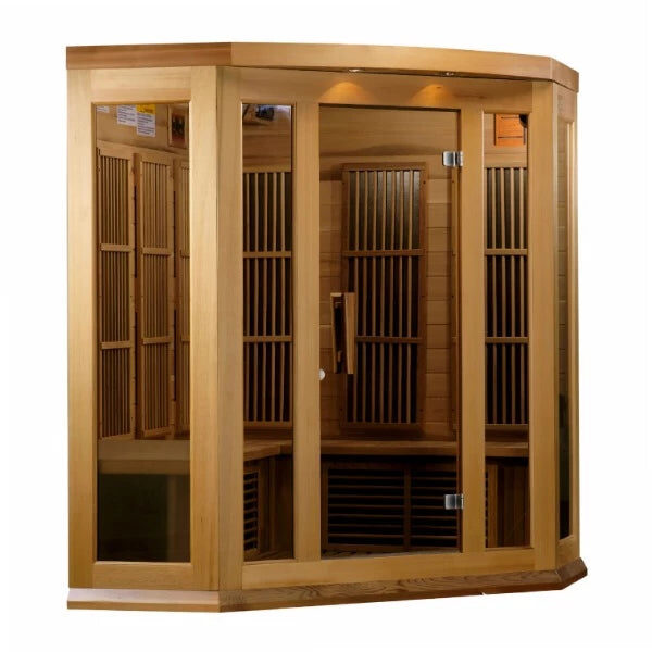 Maxxus Avignon Edition 3 Person Corner Near Zero EMF FAR Infrared Sauna - Canadian Red Cedar