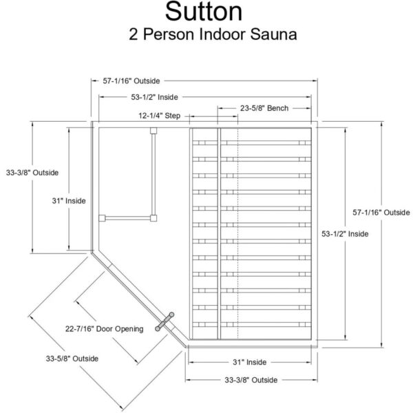 Almost Heaven Sutton 2 Person Indoor Sauna