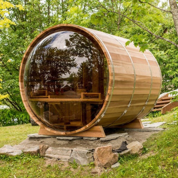 Dundalk LeisureCraft Clear Cedar Panoramic View 6 Person Barrel Sauna