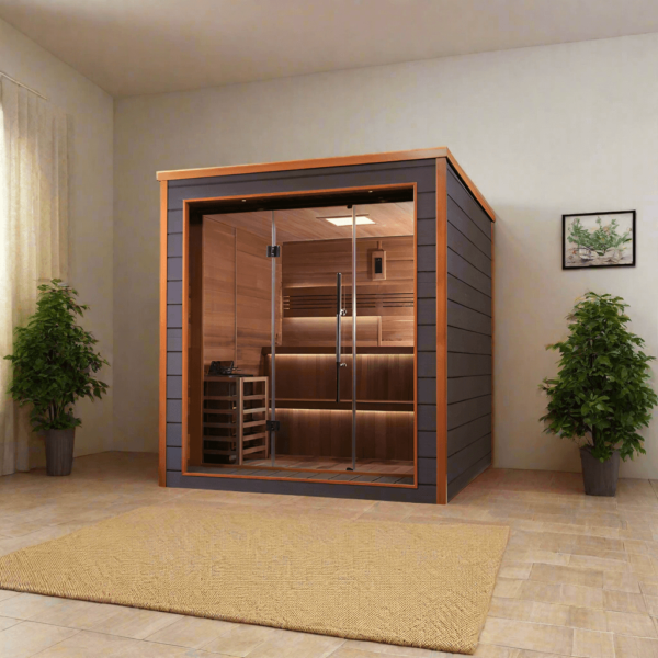 Golden Designs Bergen 6 Person Outdoor-Indoor Traditional Sauna - Canadian Red Cedar Interior